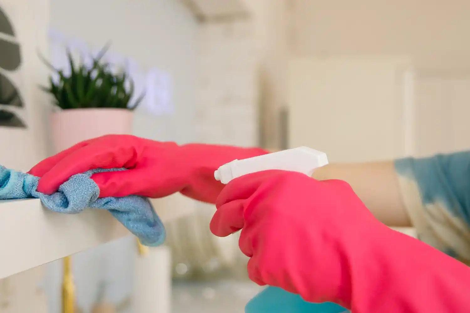Professional home care and cleaning team at work